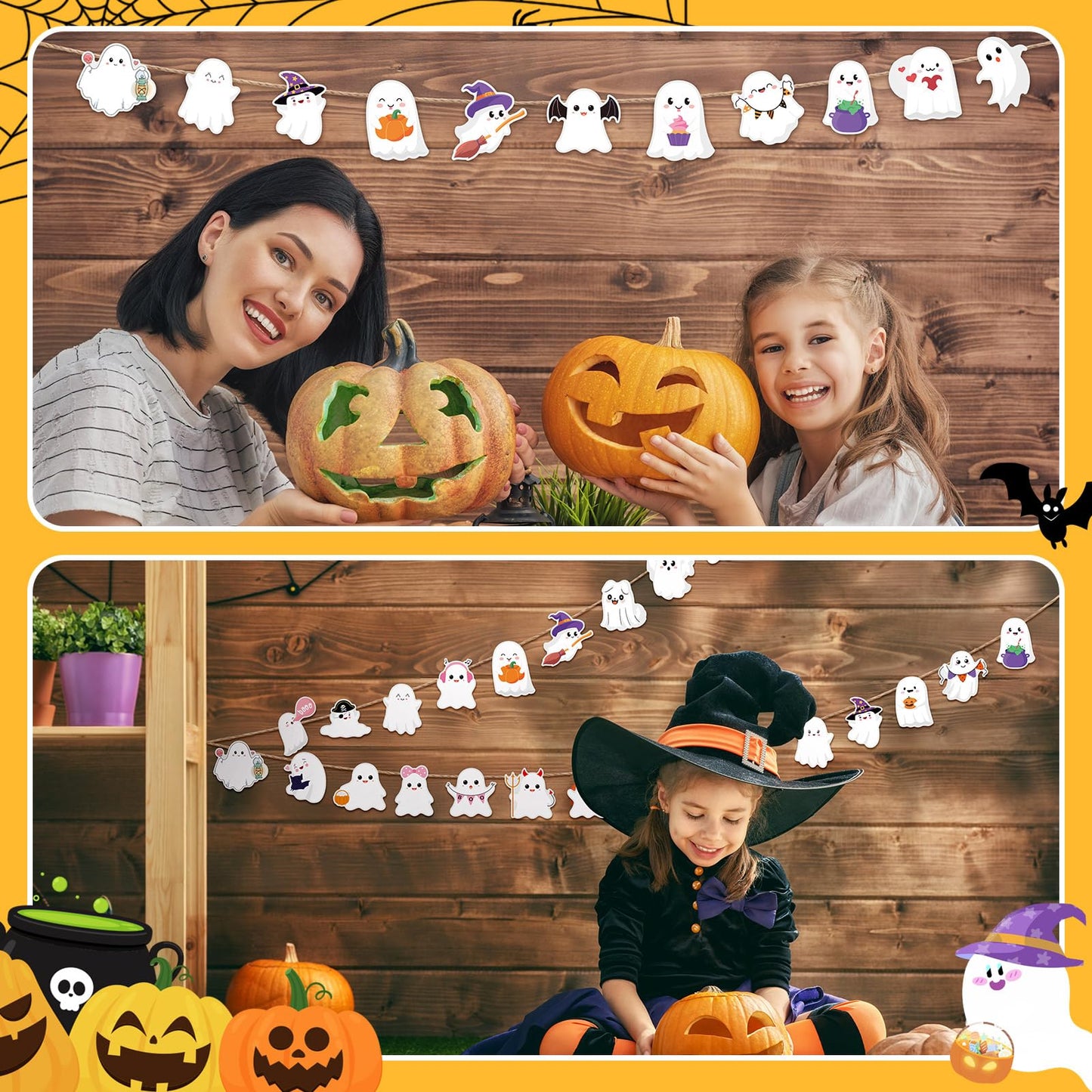 Zonon 90 Pcs Halloween Ghost Cutouts Cute White Pink Paper Ghost Bulletin Board Decor for Classroom Bulletin Boards Wall Trees School Halloween Home DIY Treat Baby Shower Party Decorations Supplies