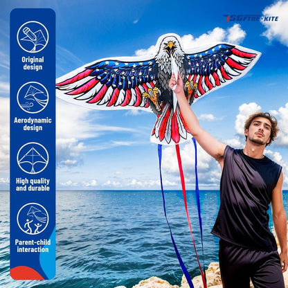 SGftre Complete Kite with Handle, Line & Accessories,Easy to Fly for Kids & Adults, Perfect for Beach, Park, Family Outdoor Activities (Eagle Flag, 1)