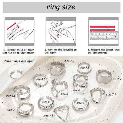 FAXHION 12PCS Gold Stackable Rings Set for Women, 18K Gold Plated Open Stacking Knuckle Ring, Adjustable Chunky Signet Band Statement Ring for Gift