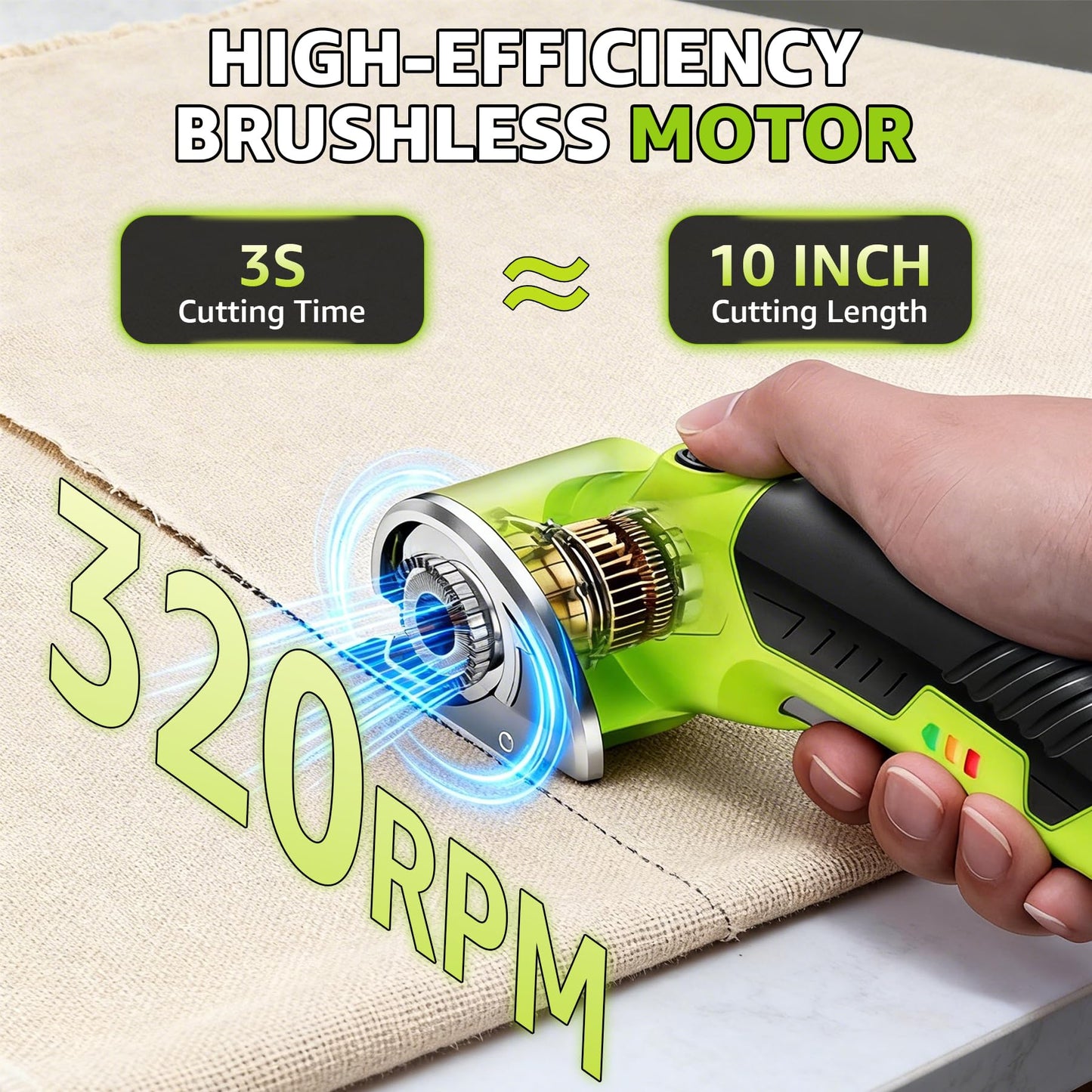 Cordless Electric Scissors, Rechargeable Cardboard Cutter, Powerful 4V Box Cutter with Replacement Blade, Powerful Cutting for Cardboard Box, Plastic, Leather, Fabric, Safety Lock & LED Light