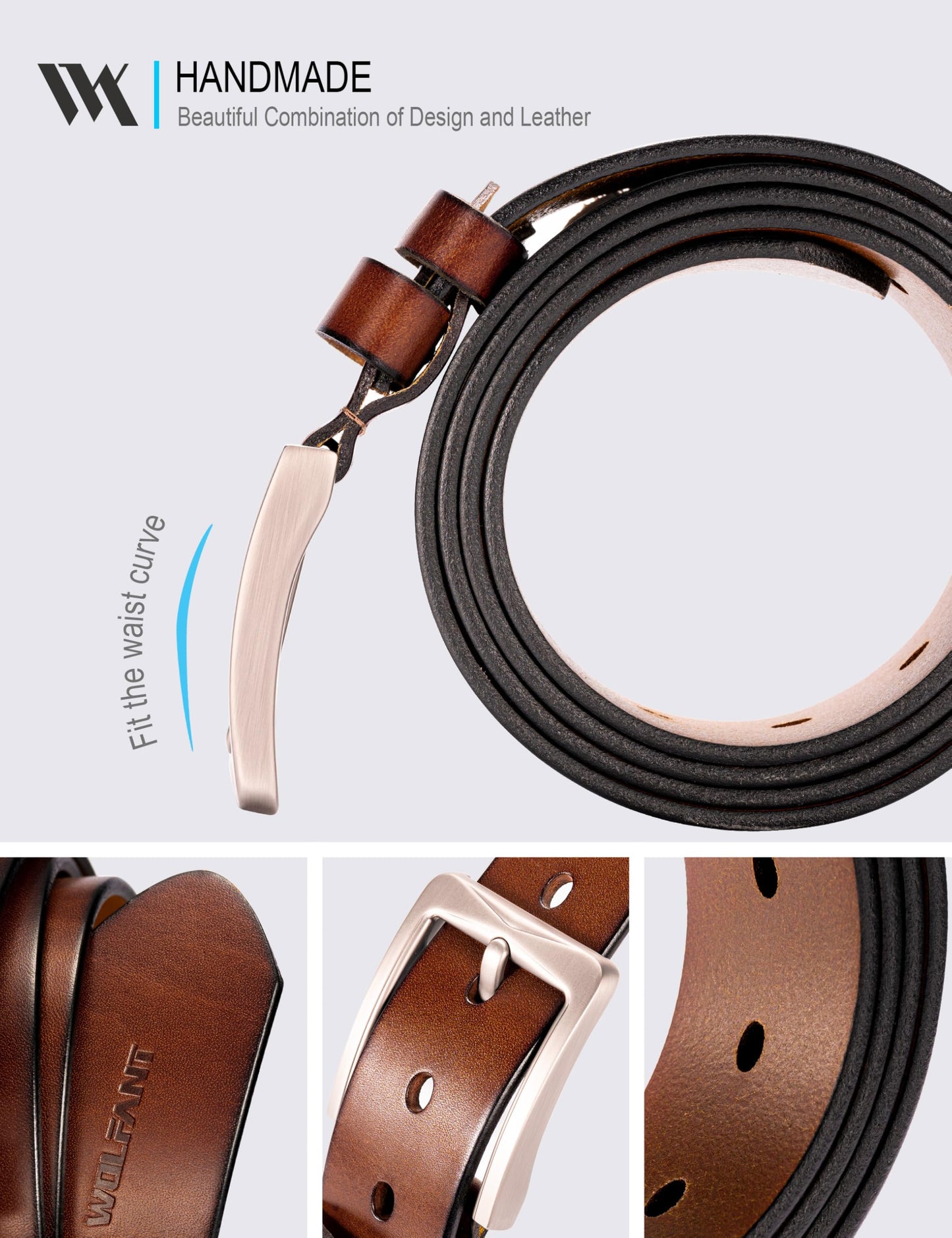 WOLFANT 1.5" Full Grain Leather Belt for Men in Gift Box,100% Italian Real Solid Leather