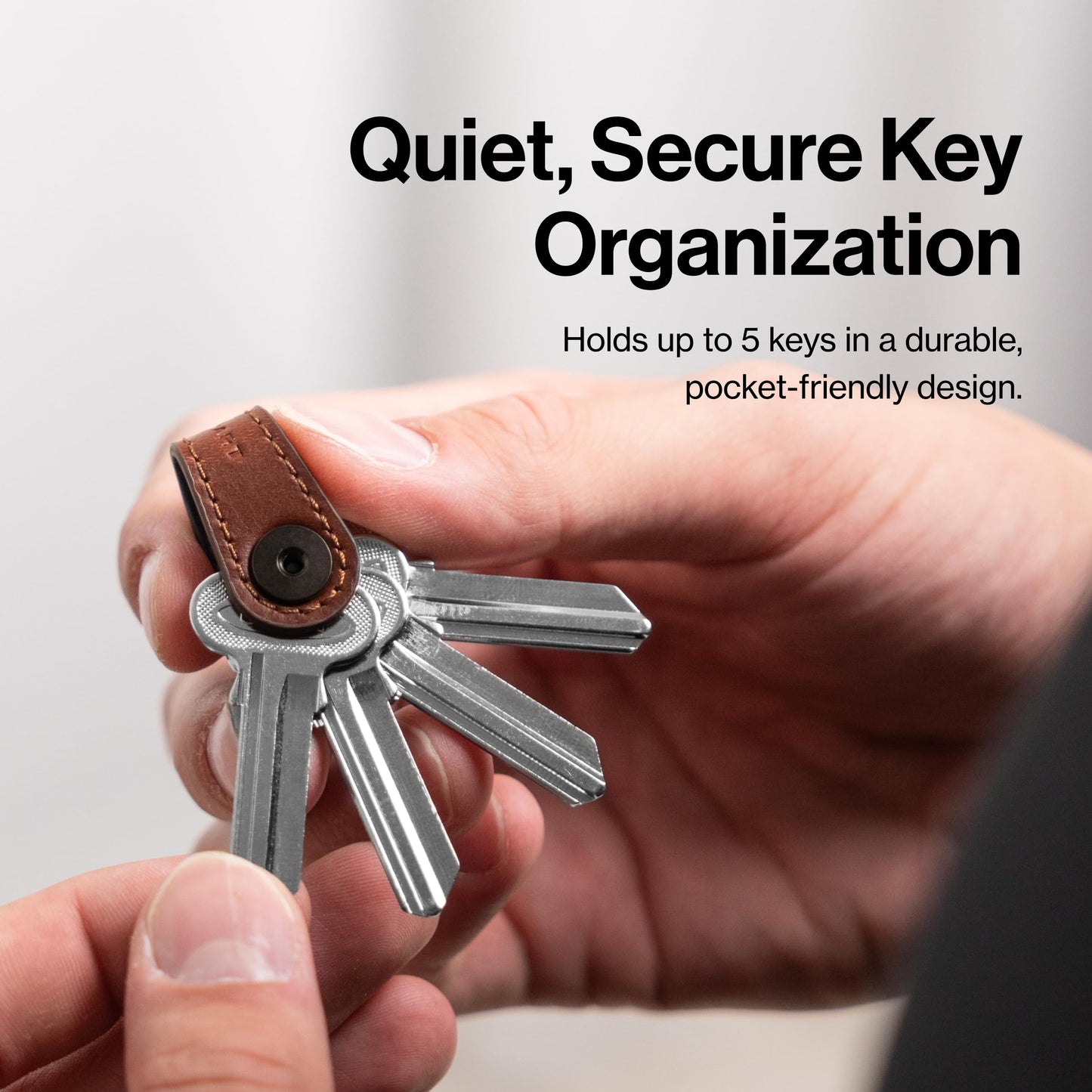 KeySmart Mini - Keychain Key Holder - Compact Key Organizer for Key Chain, Clutter-Free Minimalist Compact EDC Key Chains, Key Ring for Car Fobs Keychains - Leather