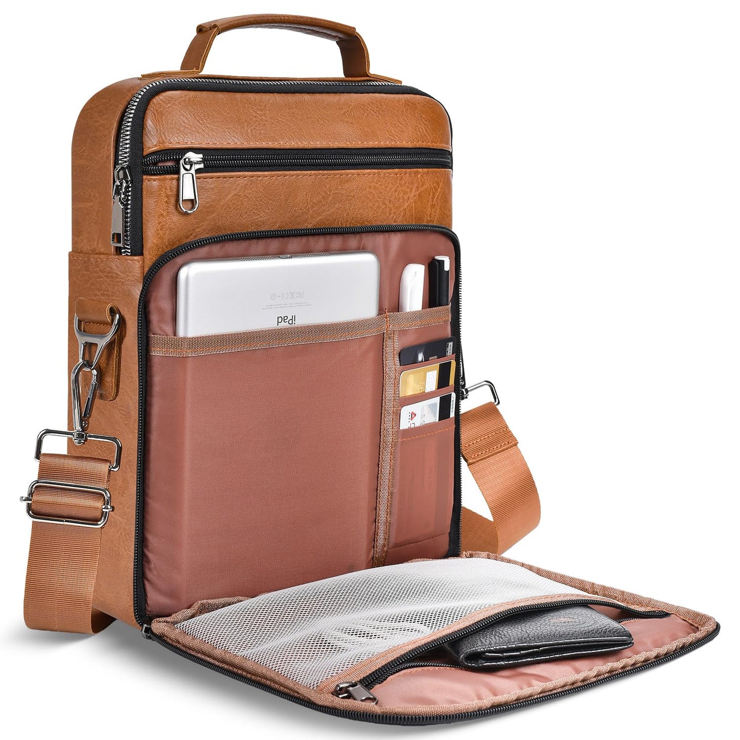 13 Inch Leather Laptop Bag for 2026 MacBook Neo A18 Pro A3404, 2026-2022 MacBook Air 13 M5 M4 M3, Protective Carrying Sleeve Travel Case with Accessory Pockets, Brown