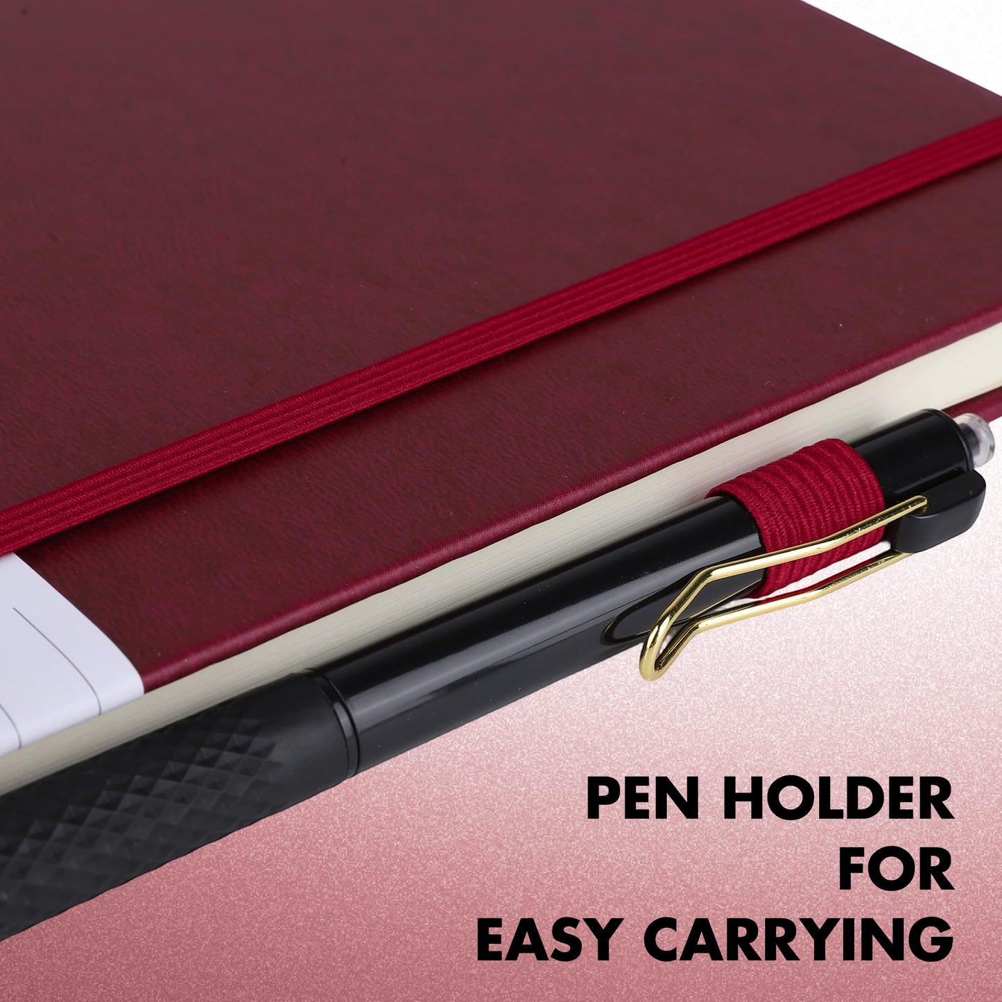 Aodaer 30 Set Lined Notebook Journals with Pens A5 Notebooks 100 GSM College Ruled Hardcover Notebook PU Leather Notepad with Pen Holder for Office School, 5.7 x 8.3 Inches, Burgundy