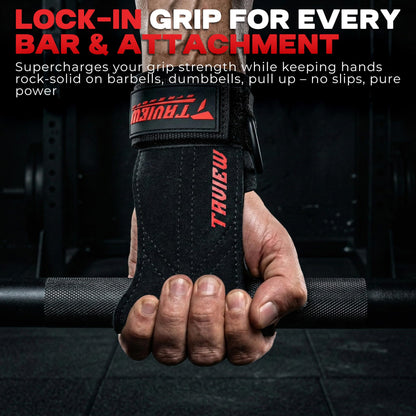 Wrist Straps for Weightlifting With D Ring,Double Layer Leather Wrist Strap For Deadlift And Powerlifting, Adjustable Neoprene Padded Gym Workout Lifting Hooks