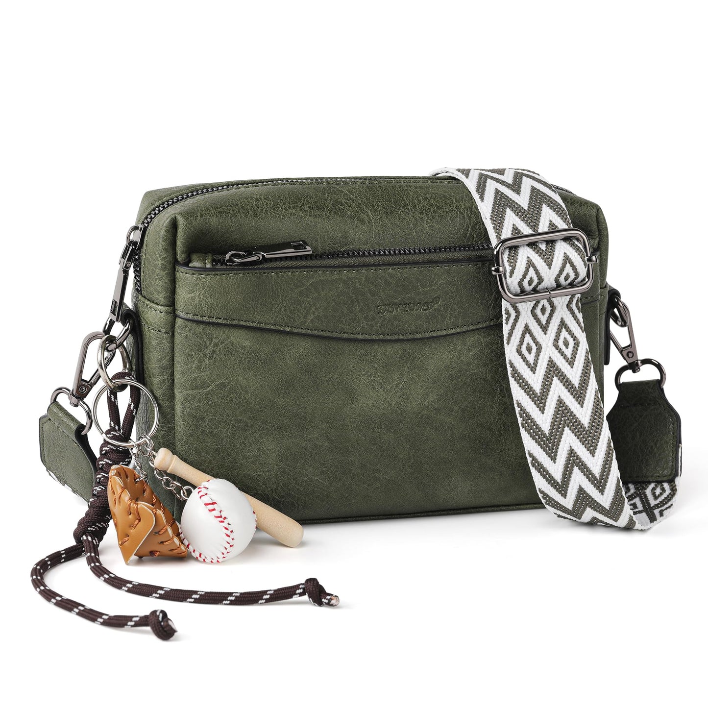 TANTOMI Crossbody Bags for Women, Vegan Leather Crossbody Purses for Women, Triple Zip Cell Phone Shoulder Bag Handbags with Adjustable Wide Strap