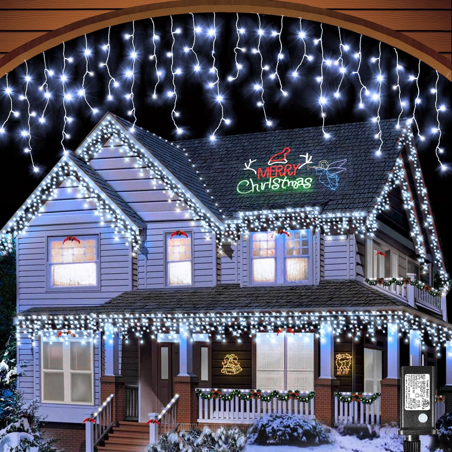 Icicle Christmas Lights Outdoor, 66ft 640 LED Icicle Lights for Outside, Plug in Twinkle Lights Indoor with 8 Modes Timer Waterproof for House Holiday Decor Wedding Christmas Decorations (Cool White)