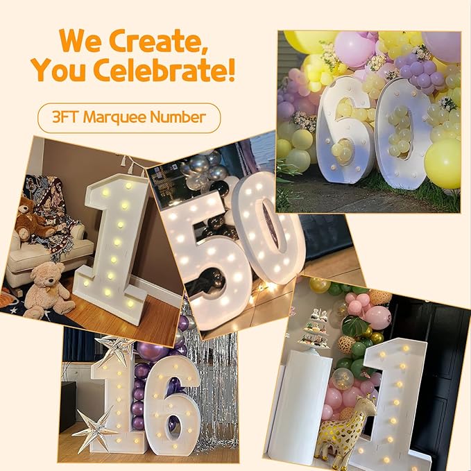 Marquee Numbers 3 Feet Tall Large Light Up Numbers 9th 90th On Cloud 9 Birthday Decorations Girl Boy Big Yellow Light Outdoor Anniversary Decorations Balloon Arch Kit Party Backdrop 9