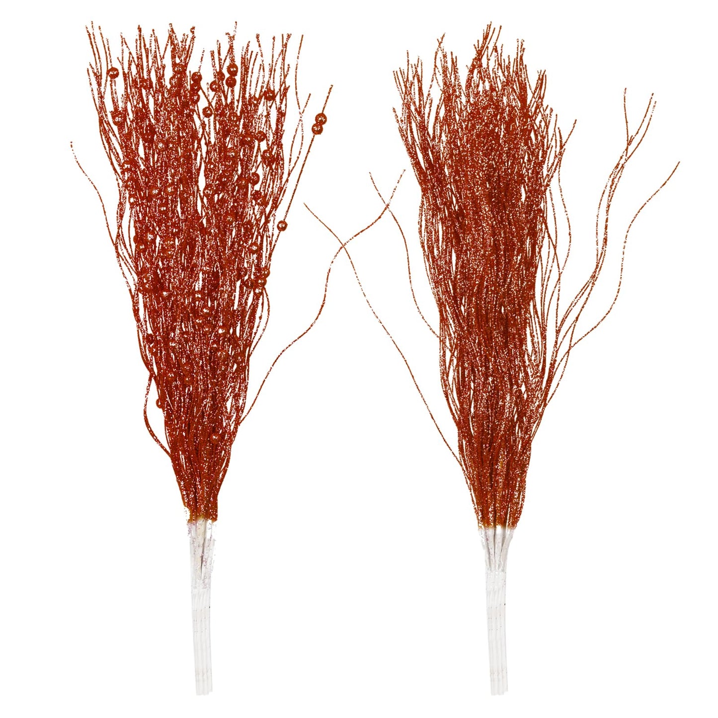 SLKING STORE SLK 16-Pack Artificial Glitter Berry Stem Ornaments, Christmas Decorative Glittery Twigs, Picks, Branches for Tree, Wreath, Small Vase, Party (Red)