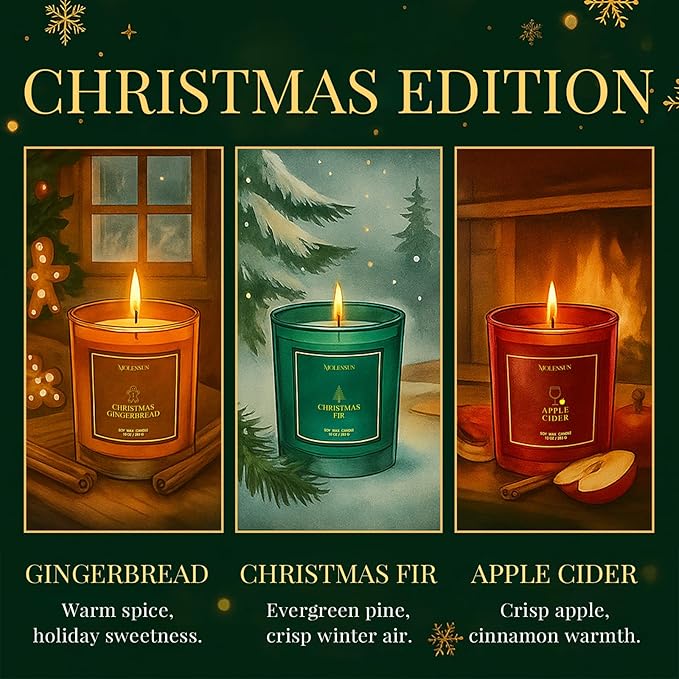 Christmas Gingerbread Candle, 10oz Soy Scented Candle for Home, Christmas Birthday & Holiday Gifts for Women & Men, Long Lasting 50+ Hour Clean Non-Toxic Burn, Elegant Winter & Christmas Home Decor