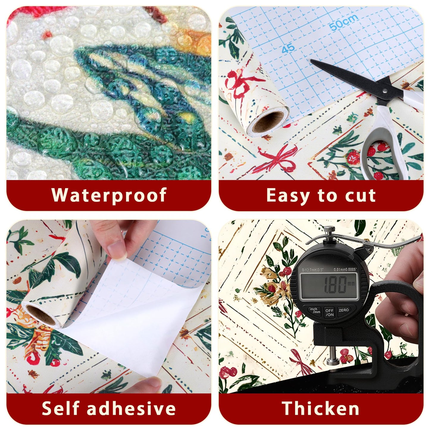 Kitico Peel and Stick Wallpaper – Self Adhesive Wall Paper for Walls, Waterproof Removable Contact Paper Roll for Everyday Home Décor & Christmas Gift Wrap Roll 17.3"x393"