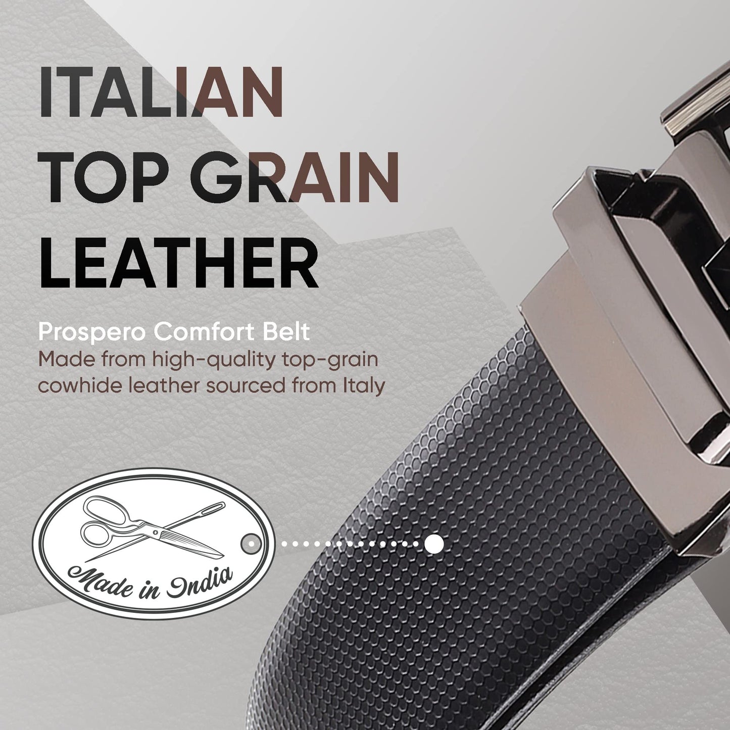 Prospero Comfort - Reversible Belts for Men, Italian Top-Grain Leather Belt for Men, 2-Toned Men’s Belts, Men’s Belt for Casual Wear, 35mm Dress Belt, Beehive Design Black Belt Men’s Size 40