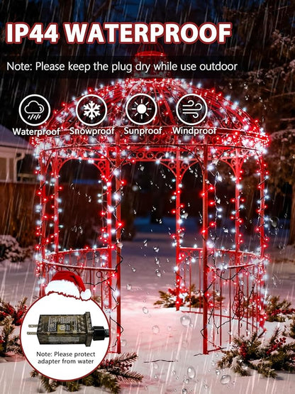 Voice Controlled Christmas Lights with Remote, 99 FT 300 LED String Lights Indoor Outdoor with 12 Modes 3 Timers, Dimmable Twinkle Light Plug in Waterproof for Xmas Tree Party Decor, Red and White
