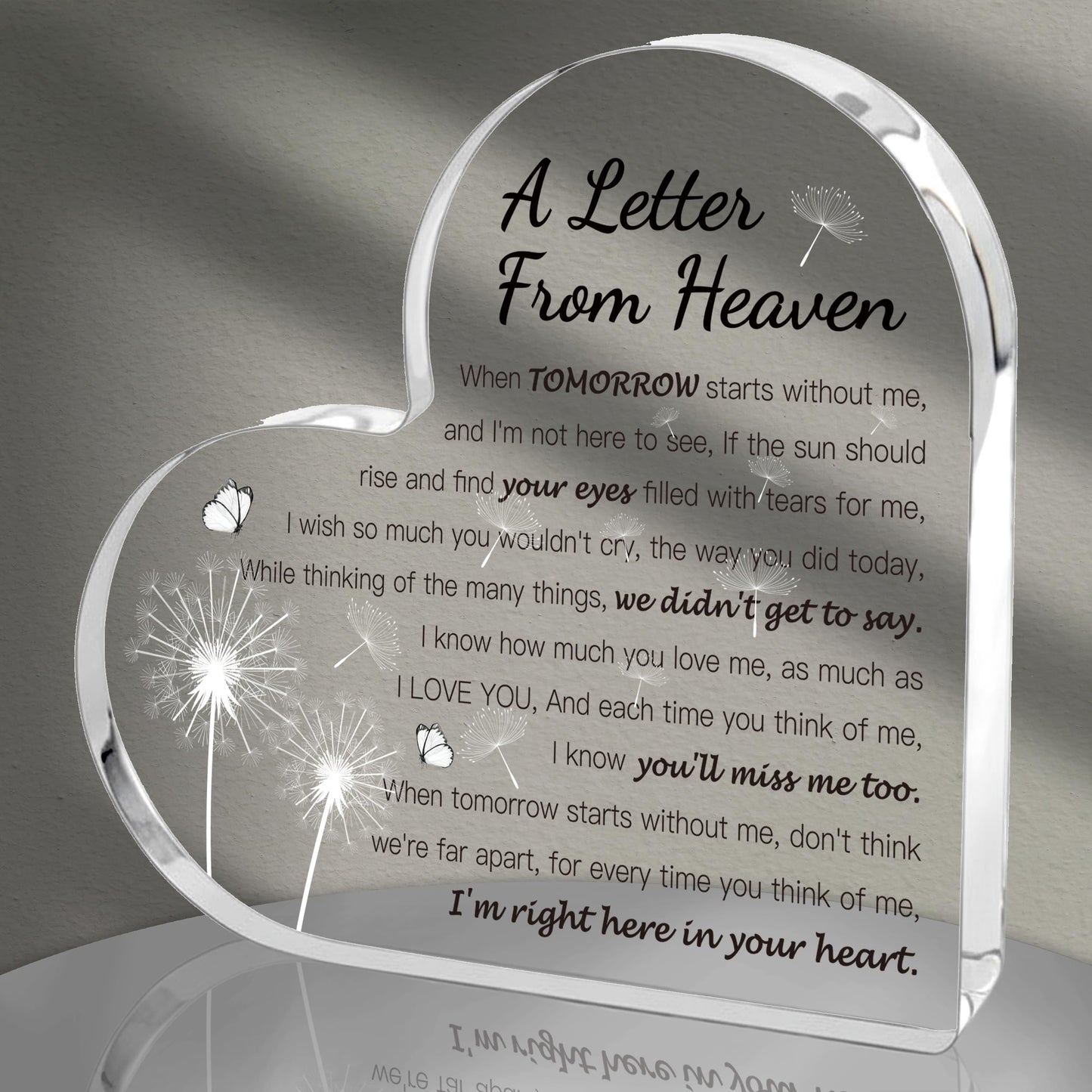 Christmas Sympathy Gifts, A Letter from Heaven, Memorial Gift, Bereavement Gifts with Remembrance Condolence for Loss of Father Mother Husband Lover Grieving Keepsake Plaque Decor for Family Members