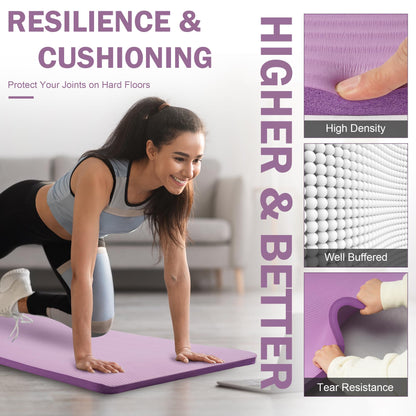 Yoga Mat 1-Inch Extra Thick High-Density Exercise Mat with Non-Slip Surface & Carry Strap for Men & Women Tear-Resistant Pilates Workout Mat for Home Gym, Floor Fitness, Taro Purple
