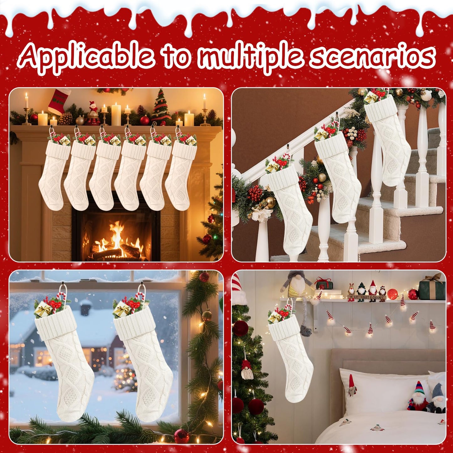 Doitory Christmas Stockings 18 Inches,Knitted Socks Christmas Decoration