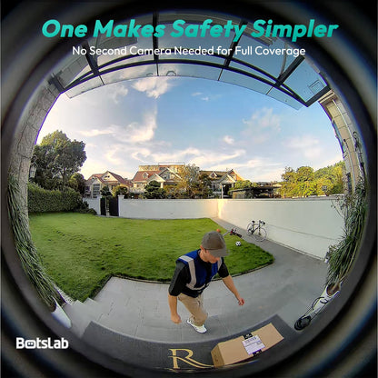 BOTSLAB Doorbell Camera Wireless, 5MP Video Doorbell with Homebase, 180°Panoramic View, No Monthly Fee, 2.4 GHz WiFi, AI Motion Detection, VR Mode