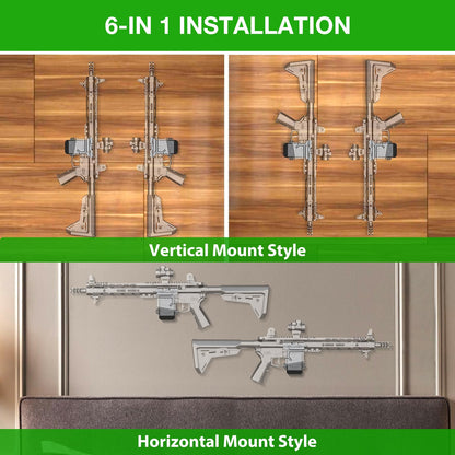 ANTREEMAG 2 Pack Gun Wall Mount with Dual Magazine Holders for PMAG, AR Wall Mount & .223/5.56 Ammo Fits Gun Room Vehicle Hunting Lodge Basement, Vertical or Horizontal Storage