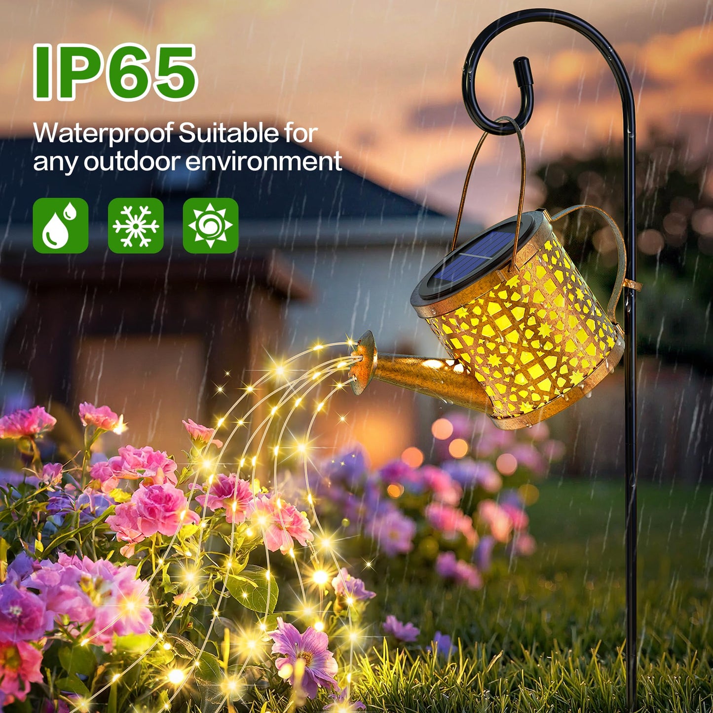 BETOLEAN Solar Lights Outdoor Decorative, 2 Pack Metal Watering Can Lights Outdoor Waterproof, Small Patio Light Yard Lawn Pathway Decor, Gardening Gifts for Women Mom Grandma