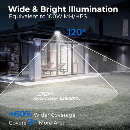 CINOTON 20W LED Flood Lights Outdoor, IP65 Waterproof Exterior Security Wall Lights with 180°Knuckle, 2800LM 120V Outside Aluminum Lighting Fixture for Patio Porch Yard Garage 5000K 1 Pack, UL Listed