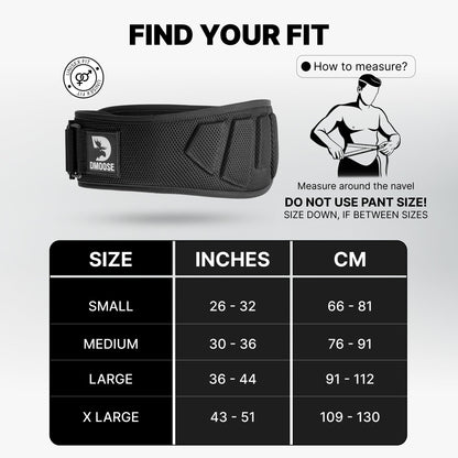 DMoose Fitness Weight Lifting Belt for Squats, Deadlift & Intense Workout - 6" Adjustable Fit Auto Lock Weightlifting Belt for Men & Women - Neoprene Gym Belts for Stability (Black 2.0)