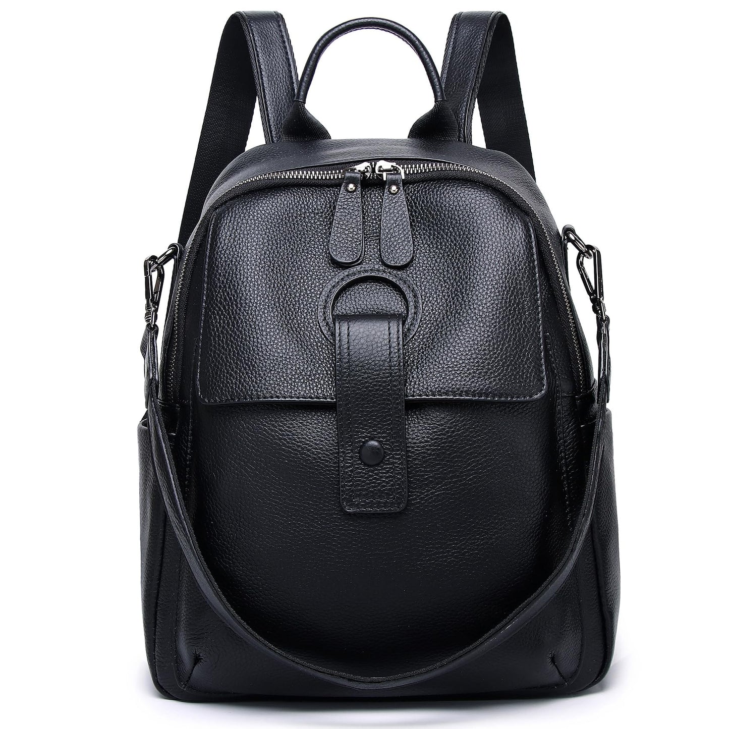 Wesccimo Genuine Leather Backpack Purse For Women Black Real Soft Leather Travel Convertible Ladies Shoulder Bag