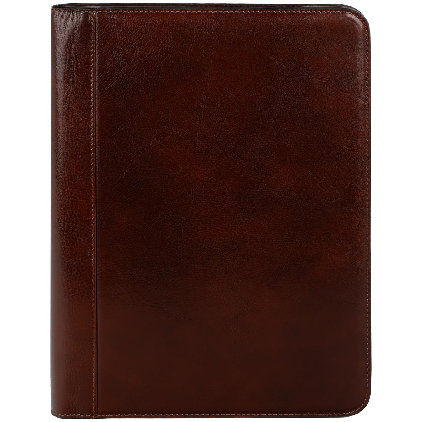 Time Resistance Leather Portfolio - A4 Document Folder - Italian Handcrafted Padfolio Organizer (Brown) - Gift Box Included