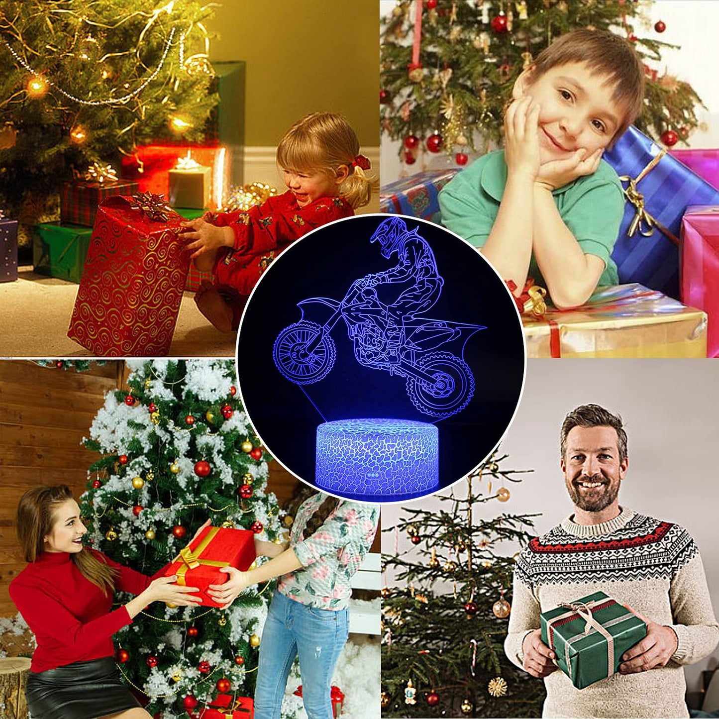 AZALCO Motorbike Night Light,Motorcycle 3D Illusion Lamp with Remote Control&Smart Touch 16 Colors USB Cable Dirt Bike Gifts for Motocross Players Boys Teens