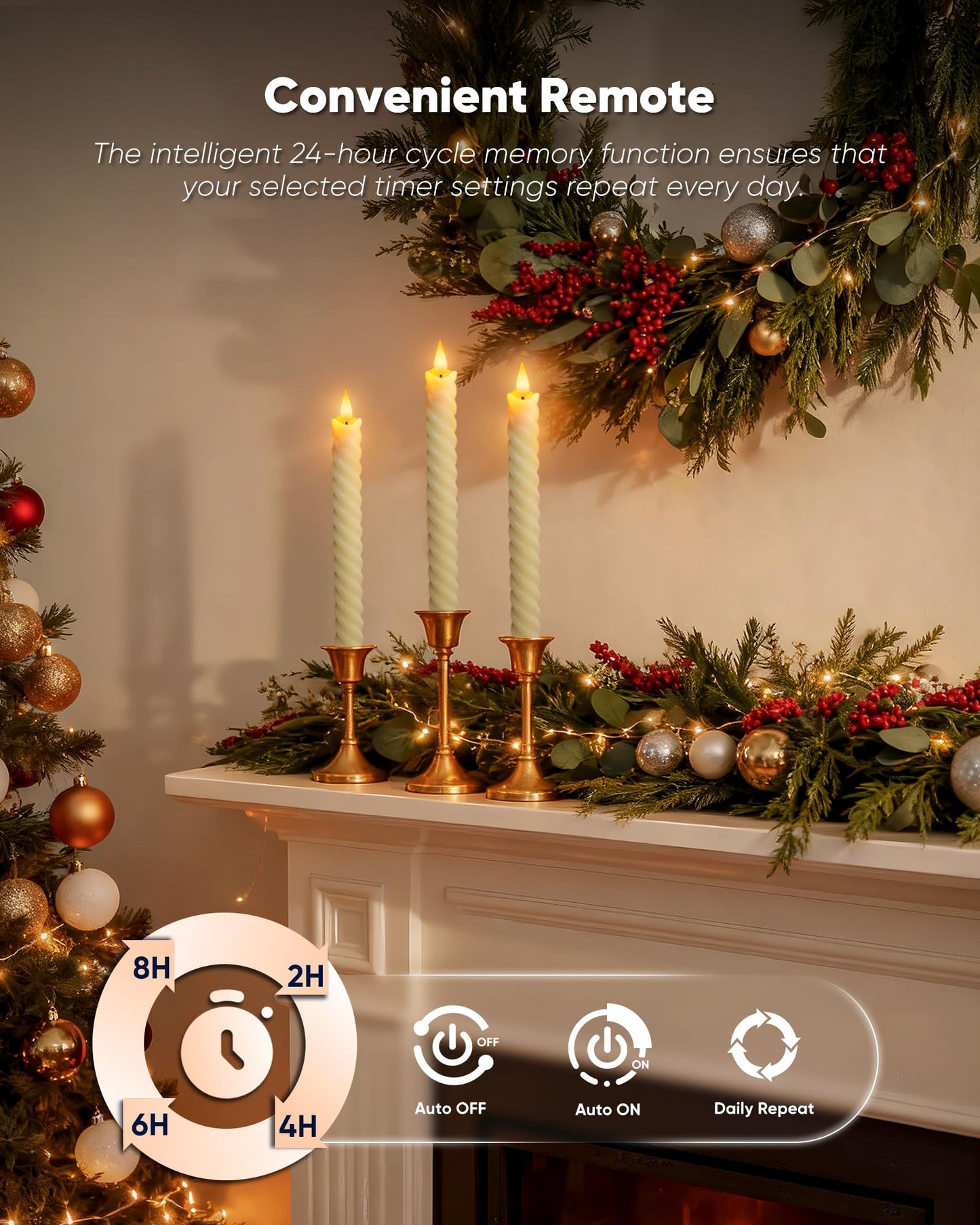 Meigic Flameless Candlesticks with Remote Control and Timer, Real Wax Battery Operated LED Taper Candles with Flickering Flame, 9.6 Inch Twisted Fake Candle Sticks for Home, Wedding, Christmas Decor