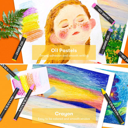 iBayam Art Supplies, 150-Pack Deluxe Wooden Art Set Crafts Drawing Painting Kit with 2 -Sketch Pads, 1-Coloring Book, Gift Box for Kids Adults Artist Beginners Teens Girls Boys 5 6 7 8 9 10 11 12