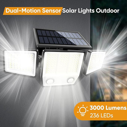Solar Motion Sensor Outdoor Lights Waterproof - 3000LM 3 Modes Security Lights Outdoor 270° Illumination IP65 LED Solar Flood Wall Light for Garden Yard Patio Pathway (Modern, 1)