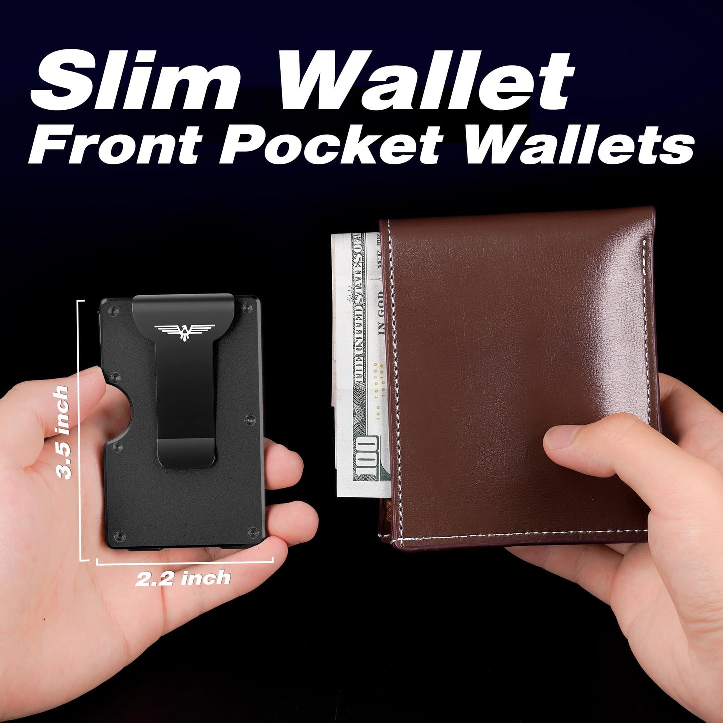 Lenvoten Upgraded Hinged Minimalist Wallet for Men | Slim Metal RFID Blocking Wallet | Credit Card Holder & Money Clip Holds 20 Cards | Premium Scratch-Resistant Finish | Ideal Gift for Men