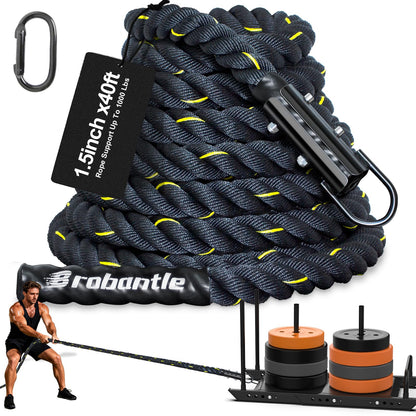 Brobantle Weight Sled Pulling Rope 40FT, Trainer Physical Training Strength Rope for Workout Sled,Tire Pulling Workout, Fitness Resistance,Football Exercise Equipment for Men and Women