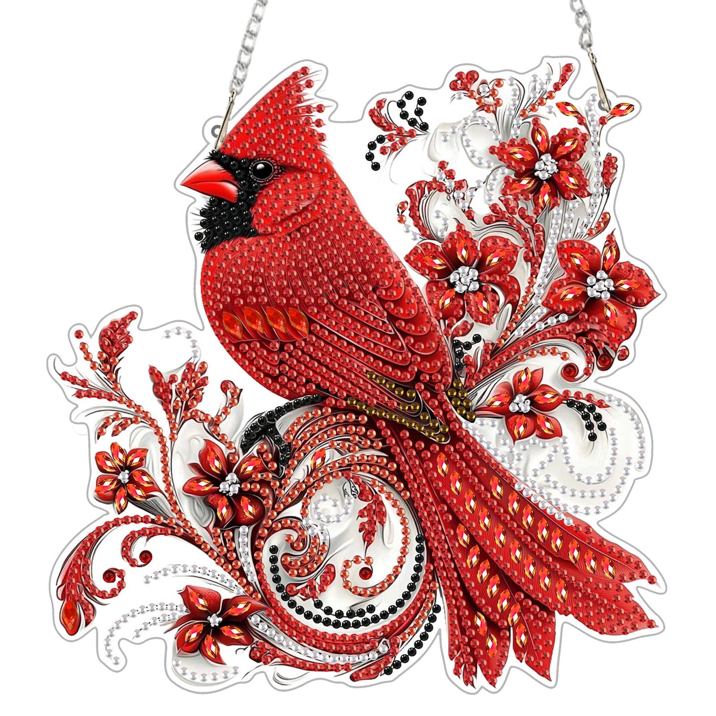 Genius maker Christmas Diamond Art Hanging Kits for Adults, Cardinal Diamond Painting Pendant Kits, DIY Acrylic 5D Special Shaped Crystal Diamonds Gem Art Painting Ornament for Home Wall Decor Gift