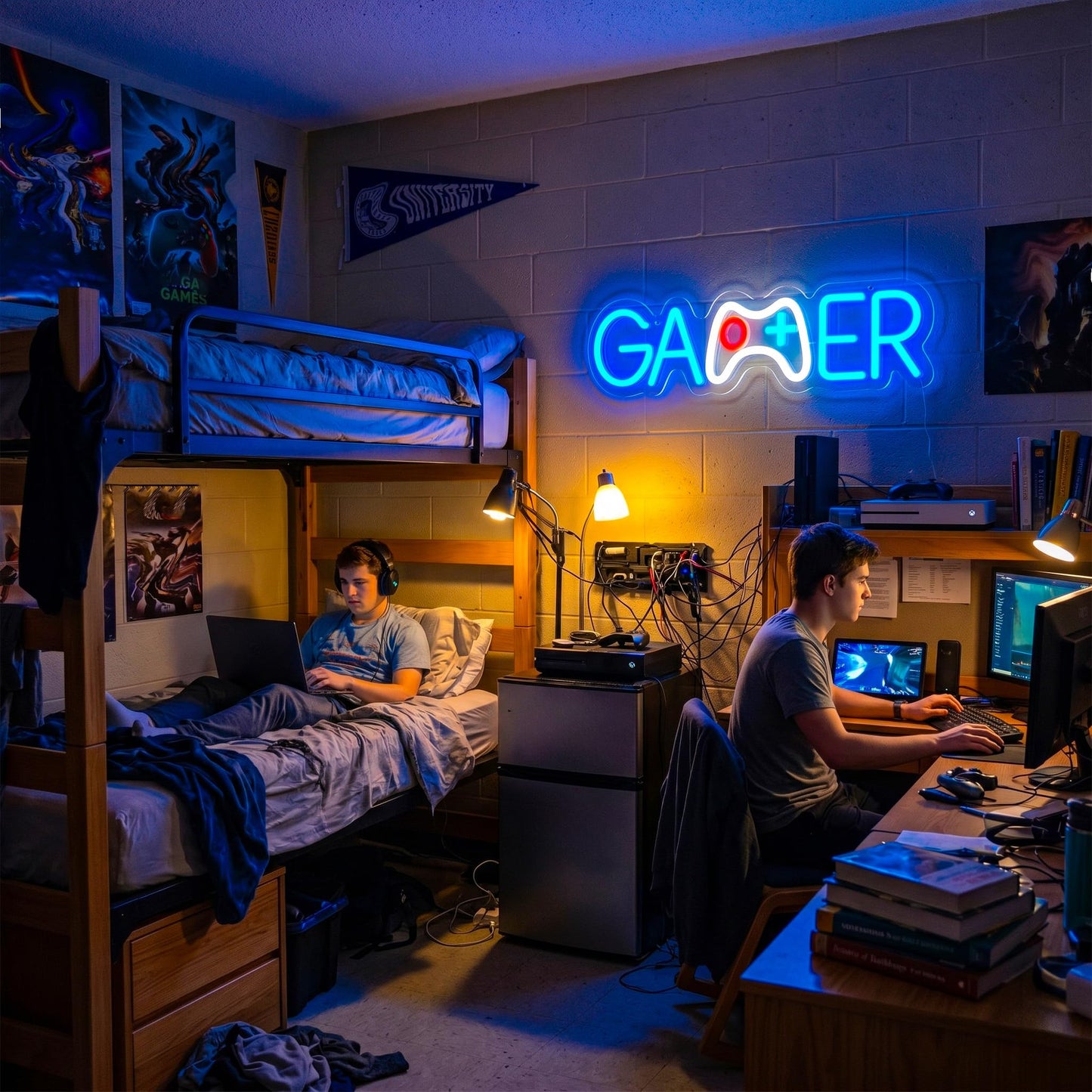 Gdbkabf Gamer Neon Sign, Gaming Neon Signs for Wall Decor - Game LED Signs for Teen Boys Room, Gaming Room Decor - USB Powered Light Up Sign Decorations