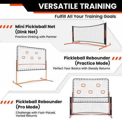Fraxa Pickleball Rebounder Training Equipment - Pickleball Net for Solo Practice Drives Dinks Volley Accuracy - Portable for Outdoor Driveway Backyard Indoor Garage