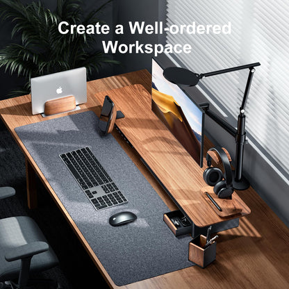 UPERGO Walnut Desk Tray with Pen Holder Set, Natural Wooden Desk Drawer Organizer Office, Desk Organizer Tray for Keys, Pen, Watch