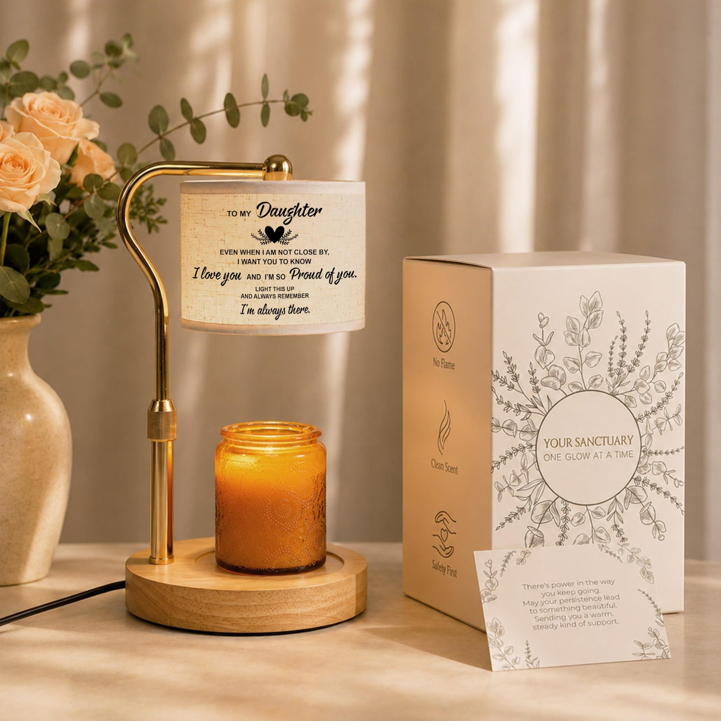 GIFTELIX Candle Warmer Lamp with Timer Dimmable - Christmas Birthday Gift for Women Daughter from Parent Mom Dad - Unique Table Lamp Flameless Melter Adjustable Height Warmers with 2 Bulbs Home Decor