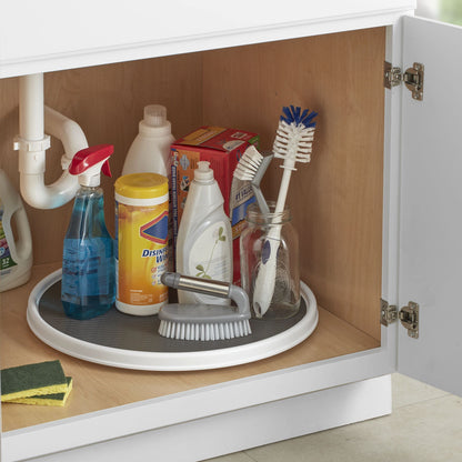 Copco Under-Sink Pantry and Cabinet Organizer, 18-Inch, Revolving Storage Solution, White and Gray