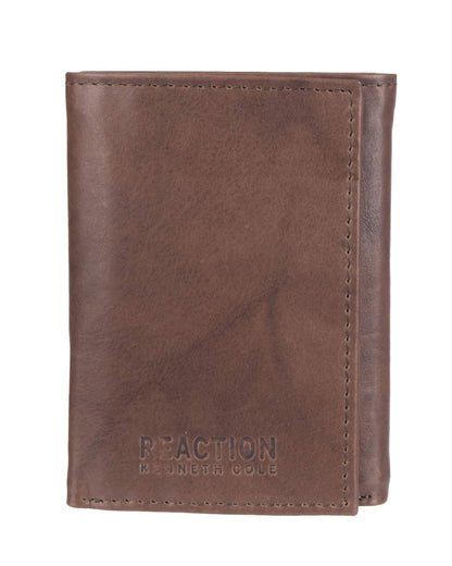 Kenneth Cole REACTION mens - Rfid Genuine Leather Slim Trifold With Id Window and Card Slots Wallet, Brown, One Size US