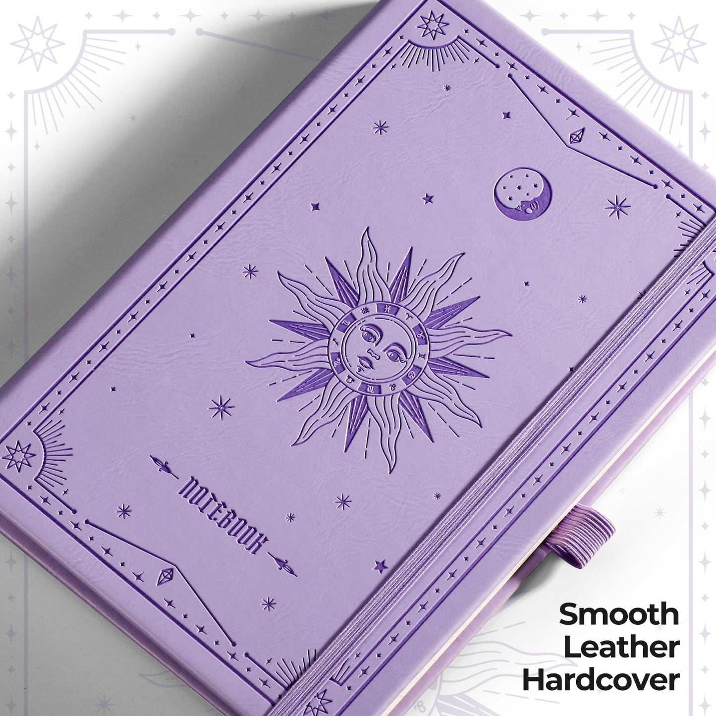EMSHOI Blank Notebook Journal - 320 Pages, 100gsm Thick Paper, A5 Hardcover Leather, Art Sketchbook for Drawing, Unlined, Plain Sketch Book for Women Men Work Writing, 5.75 x 8.38, Light Purple