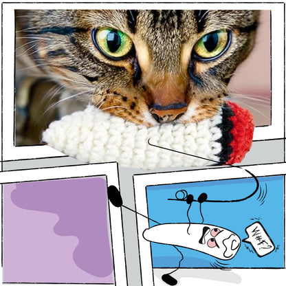 LIT LABS Catnip Doobies Toy Kittie J's Pre-Rolled Cone Form 3 inches Long - Handmade Crocheted - Entertain Your Cat with Hilarious Cartoon J's: Perfect Cat Gift, Comes in a 2-Pack
