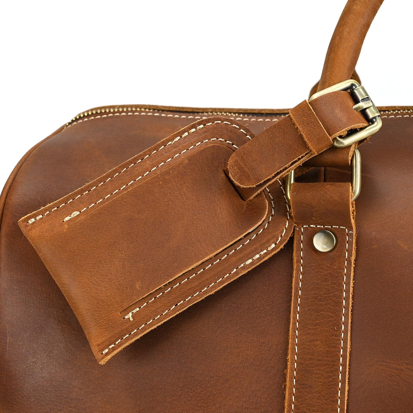 SAIION Leather Duffel Bags for Men and Women, 20 Inch Full Grain Leather Travel Overnight Weekend Duffel, 9804 Light Brown