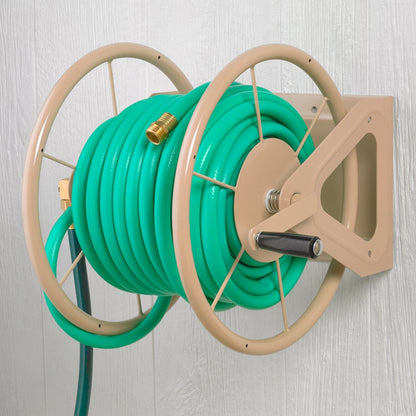 Liberty Garden Products 703-2 Multi-Purpose Steel Garden Wall/Floor Mount Hose Reel, Tan Poly