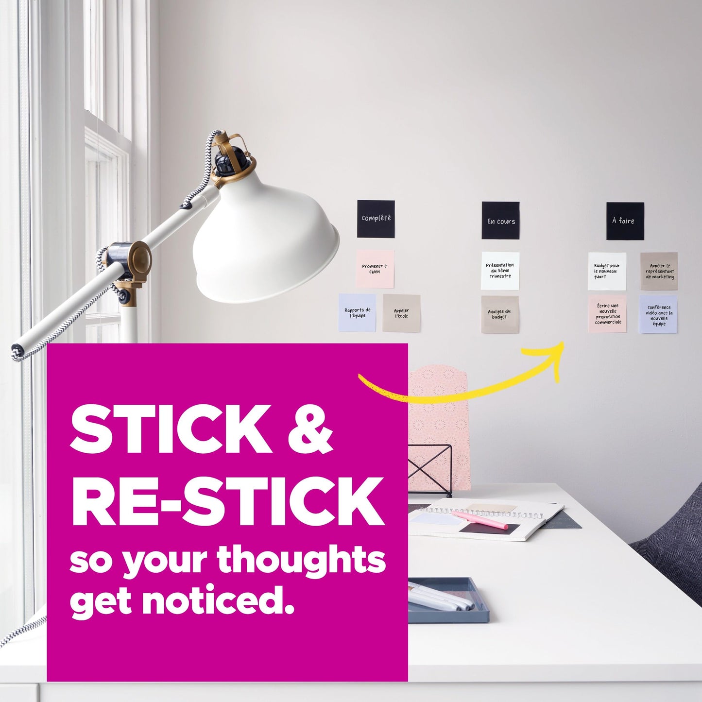 Post-it Note Dispenser, Sticky Note Holder, Black Wave Design, Includes 3 Pads of 90 Sheets of 3 in x 3 in Pop-Up Notes, Classroom or Office Supplies