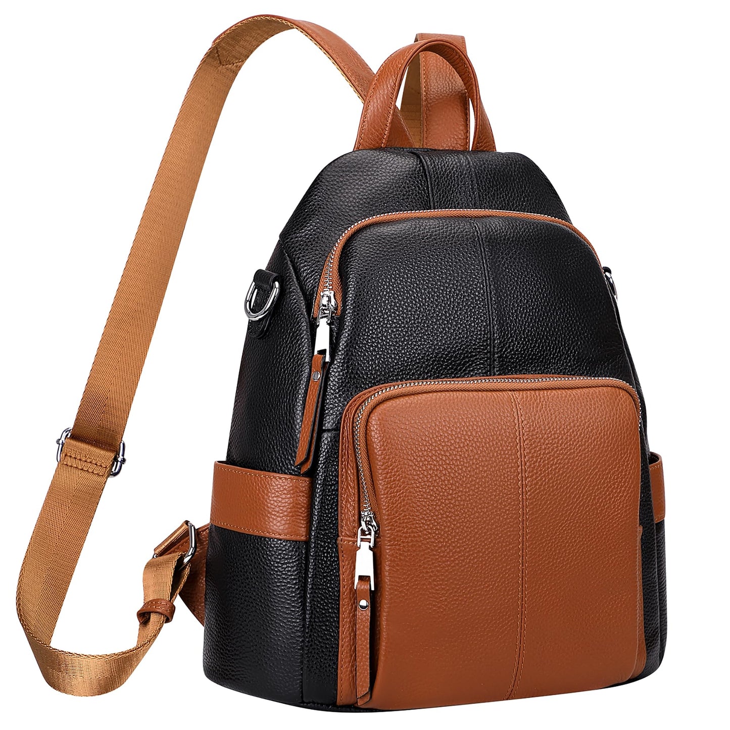 ALTOSY Soft Leather Backpack Purse For Women -theft Backpacks Versatile Shoulder Bag(S81 Black/Brown)