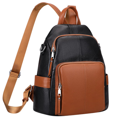 ALTOSY Soft Leather Backpack Purse For Women -theft Backpacks Versatile Shoulder Bag(S81 Black/Brown)