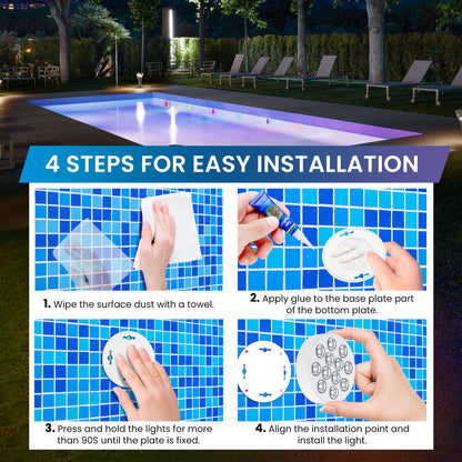LOFTEK Submersible Pool Lights with Remote, Rechargeable LED Pool Light, Underwater Pool Light, 16 Color Changing Floating Pool Lights for Pool, Shower, Hottub, Pond, Bathroom (4 Pack)