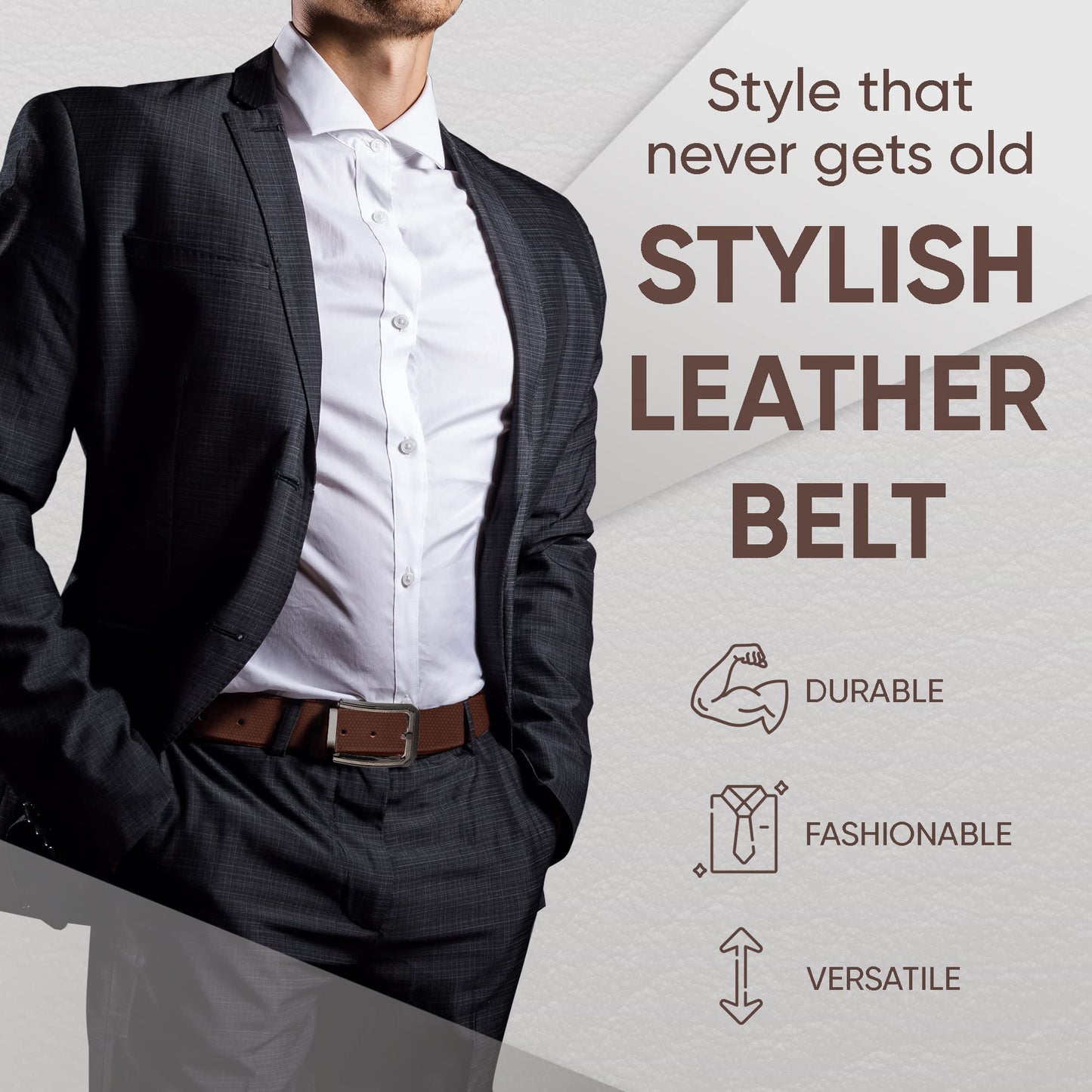 Prospero Comfort - Reversible Belts for Men, Italian Top-Grain Leather Belt for Men, 2-Toned Men’s Belts, Men’s Belt for Casual Wear, 35mm Dress Belt, Beehive Design Black Belt Men’s Size 40