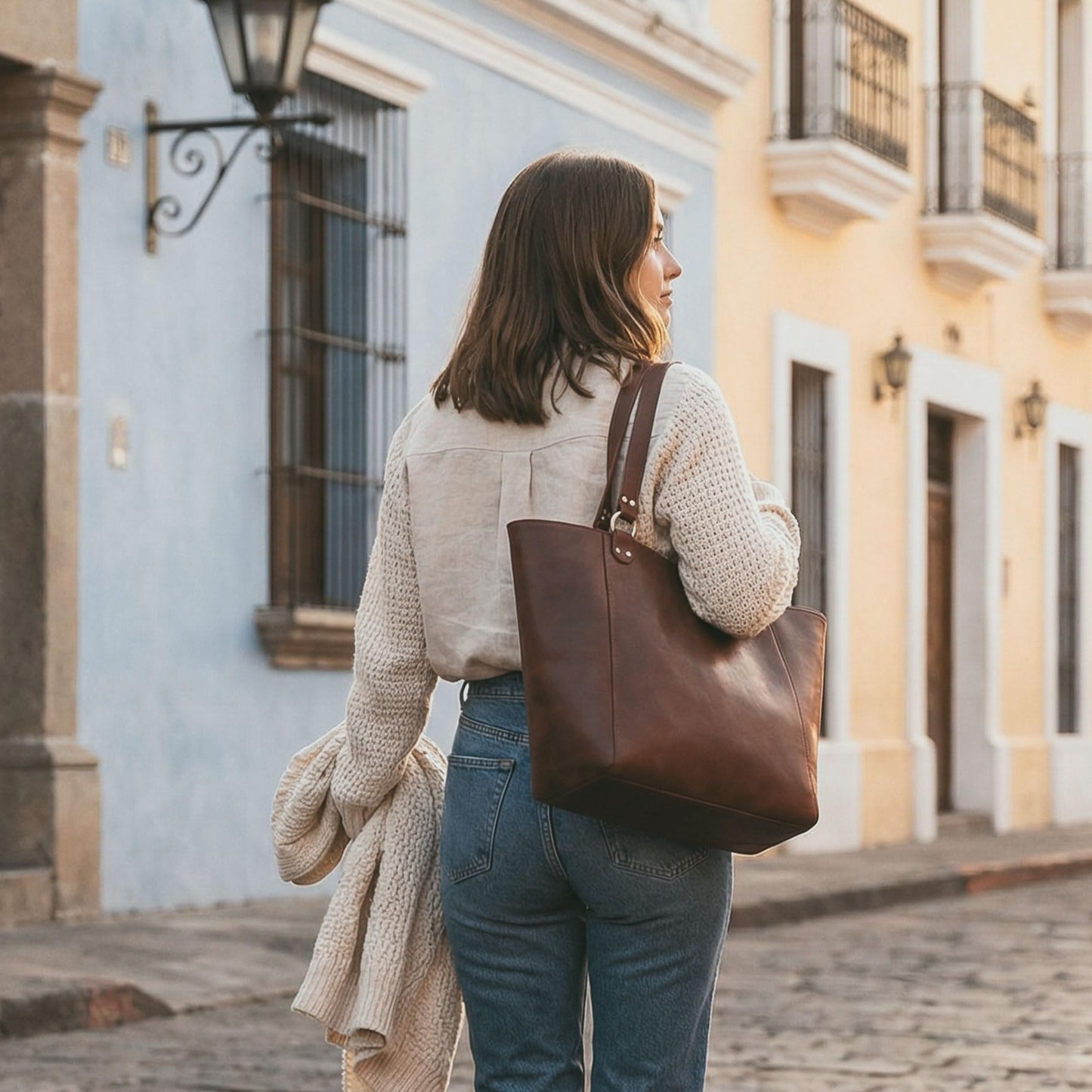 Hide & Drink, Formal Tote Bag, Female Bag, Travel and Shopping Accessory, Handbag for Women, Full Grain Leather, Handmade, Bourbon Brown